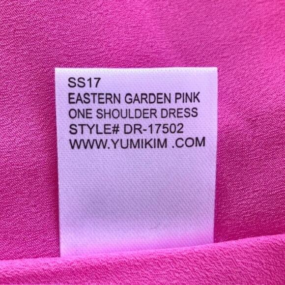 Anthropologie Yumi Kim NEW Pink Eastern Garden Floral One Shoulder Mini Dress L - Picture 6 of 14